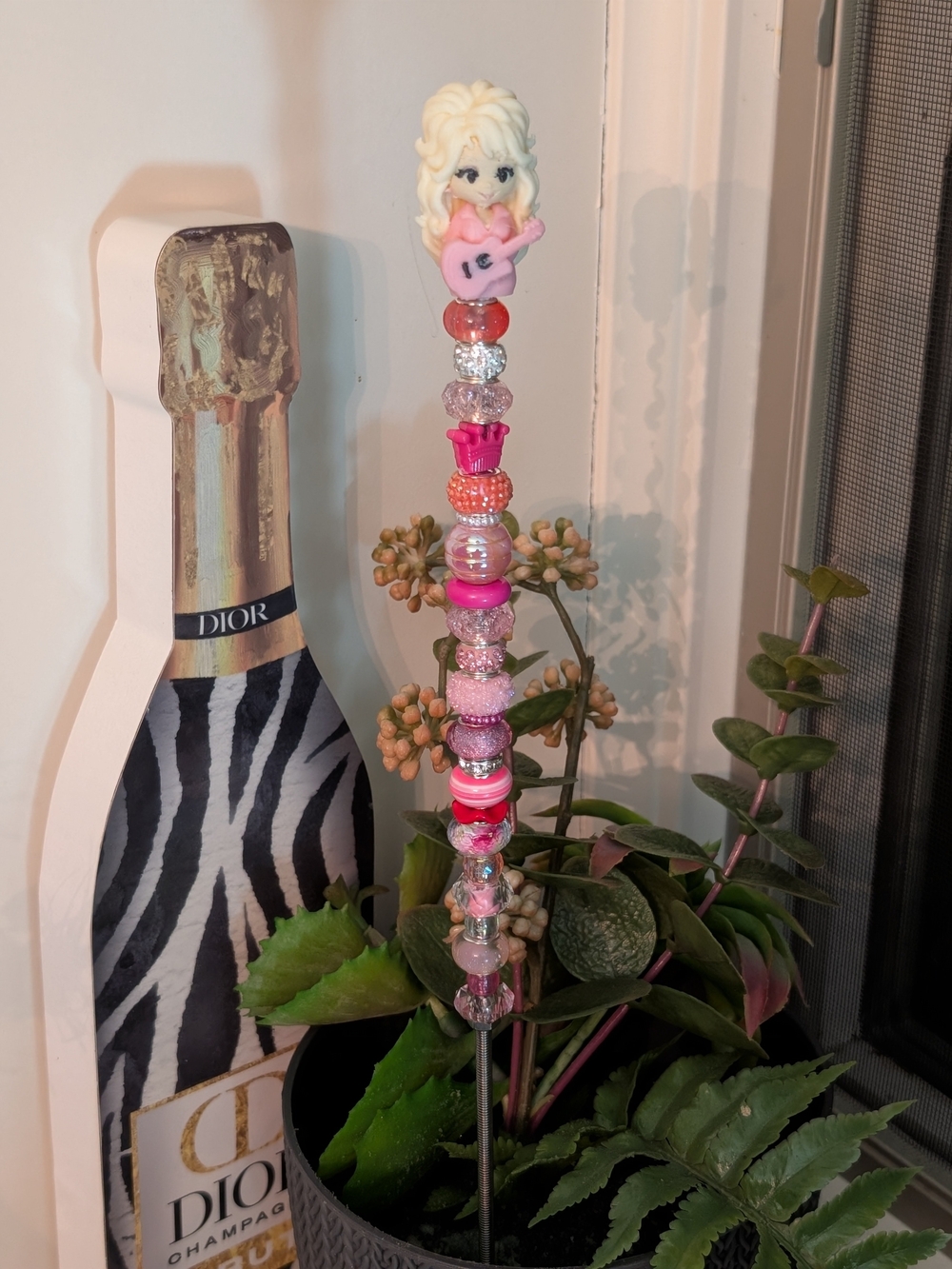 Handmade Fairy Wand/Plant/Garden Stake W/3D Printed Dolly Parton Topper